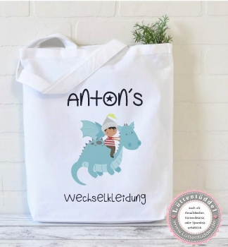 Drache Ritter WECHSELKLEIDUNG Sport Schule personalisiert mit Name Kindergarten Wechselwäsche Kindergartenkind Einschulung Geburtstag von Lüttentüddel®